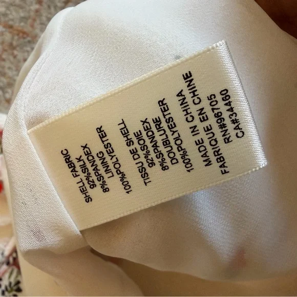 Rebecca Taylor 100% Silk Floral Dress White Red Pink Size 2 - Picture 4 of 4